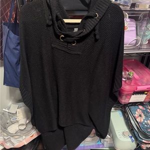 Francesca's Collections Black Shrug with Cowl Neck and Lacing